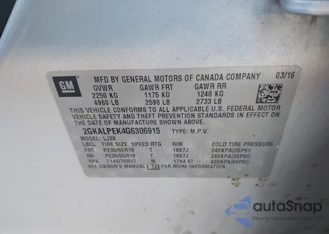 2016 GMC Terrain Slt from USA, damaged, VIN 2GKALPEK4G6306915